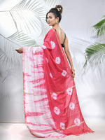 Pink And White Shibori Printed Silk Saree-MA56BSL34610006