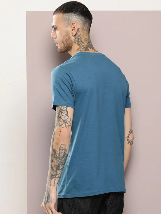 Dillinger Men's Teal Blue Plain T-Shirt