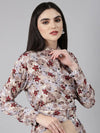 Women Beige Floral Shirt Dress-AE-4232-Beige