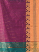 Magenta Cotton Saree With Zari Borders-MA66BCT43620060