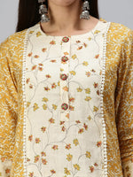 Women's Yellow Printed Kurta Sets-GW2209-Yellow