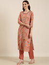 Women Mauve Floral Kurta Set-DW-3564-Mauve