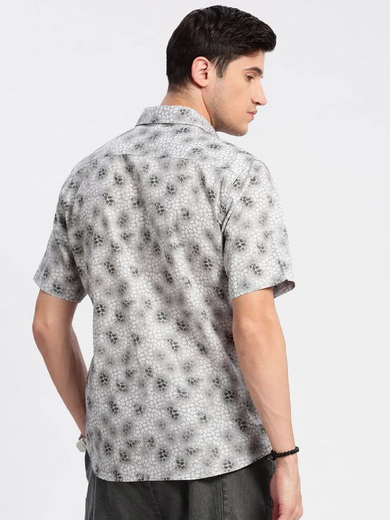 Men Spread Collar Floral Grey Casual Shirt-NAHAR-2165-Grey