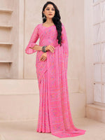 Saree Mall Women's Chiffon Pink Printed Designer Saree With Blouse Piece-STAR26002C