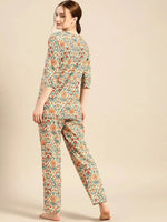 Kurta with Pyjama Set in Floral Block Print