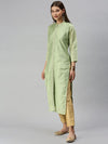 Women's Green Embellished Straight Kurta-GC-1007-Green