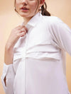 Women White Pleated Detail Shirt