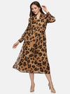 Animal Print Smocked Waist Midaxi Dress-17360