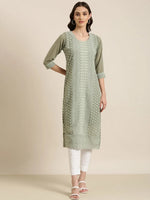 Women Olive Embellished Straight Kurta-SKC-1244-Olive