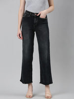 Women Charcoal Solid Mom Fit Denim Jeans-IM-10247-Charcoal