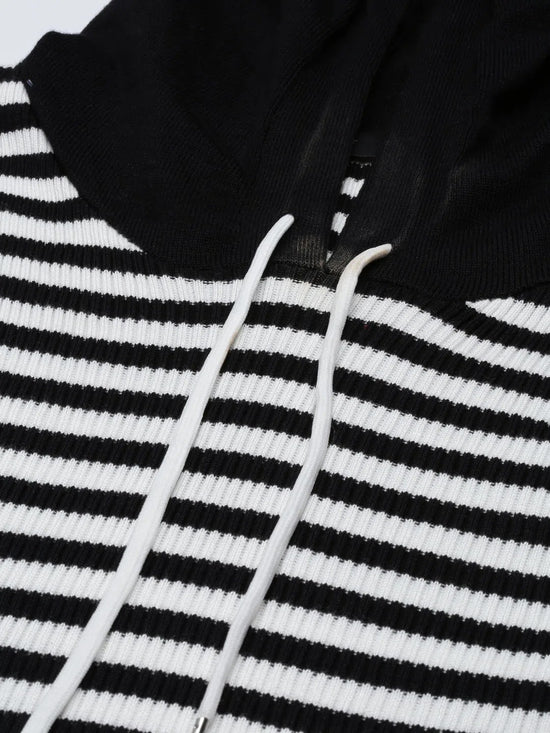 Women Black Striped Sweatshirt-TG-1080-Black