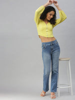 Women's Green Solid Crop Tops-AE-10313-Limegreen