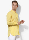 Hangup Men Slim Solid Men's Indian Wear-YellowKurta