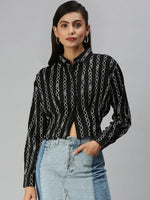 Women's Black Printed Top-AE-7040-Blackwhite