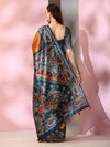 Saree Mall Women's  Blend Teal Blue Printed Designer Saree With Blouse Piece-SOFIA2007