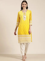 Women Yellow Solid Kurta Set-TF-16-Yellow