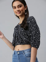 Women Navy Blue Embroidered Crop Corset Top-AE-10213-Navybluewhite