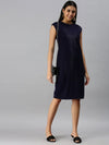 Women Navy Blue Solid A-Line Dress-AE-9883-Navyblue