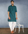 Hangup Men Standard Solid Men's Indian Wear-ST09916_Grn_PathaniKurta