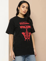 Difference of Opinion Black Graphic Oversized T-Shirt-DOWMN302BLK-XS