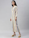 Women's White Striped Jumpsuit-AE-9967-A-White