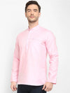 Hangup Men Standard Solid Men's Indian Wear-BabyPink_Magic_Bon_ShortKurta