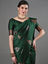 Saree Mall Women's  Blend Green Woven Design Designer Saree With Blouse Piece-15PAKHI1602