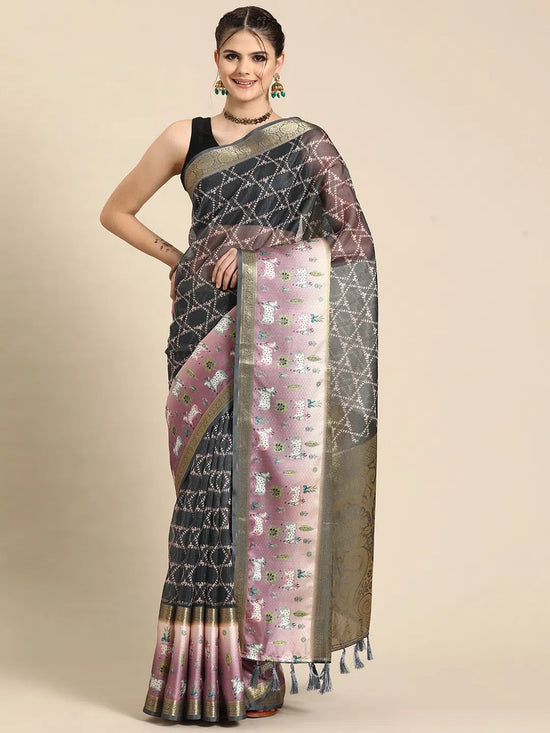 Grand Heritage Splendor Saree-SZ-DGBARFI4-GY-2056