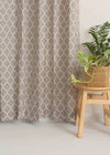 Reverse Trellis 100% cotton geometric curtain for bed room - Room darkening - Walnut Grey - Pack of 1-230422075