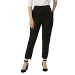 Smarty Pants Women's Cotton Lycra Ankle Length Black Formal Trouser-SMPT-885A-S