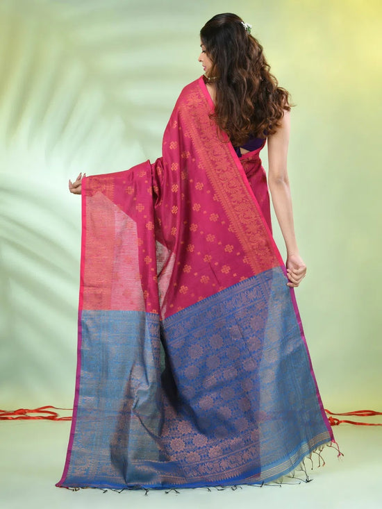 Shocking Pink Cotton Saree With Zari Borders-MA66BCT43830042