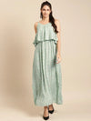 Printed Maxi with Flare yoke in Powder Blue