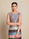 Avanshee Women's Latest Bollywood Striped Satin Saree With Unstiched Blouse-AVN-8082-GREY