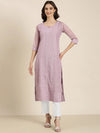 Women Lavender Embellished Straight Kurta-SKC-1216-Lavender