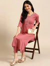 Women's Pink Solid Kurta Set-SKC-3310-Pink