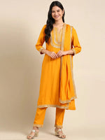 Women's Yellow Solid Kurta Set-RF-1870-Yellow