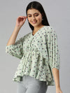 Women's Green Floral Top-AE-10208-Greennavyblue