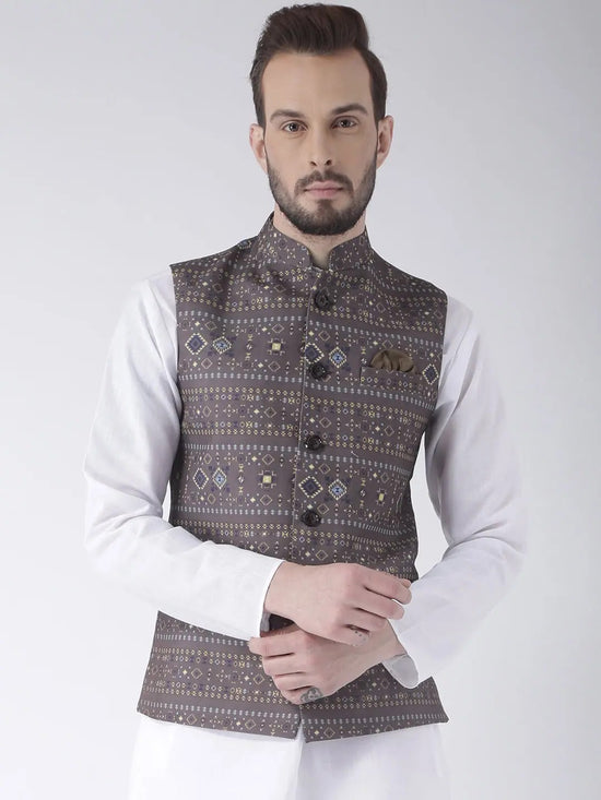 Hangup Men Standard Printed Men's Indian Wear-38APrintedNehru