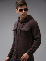 Men Brown Solid Sweatshirt-EX-2642-Coffeebrown