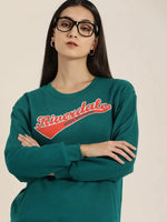 Dillinger Green Typographic Oversized Sweatshirt-DLWMNSWT035BGRN-XS