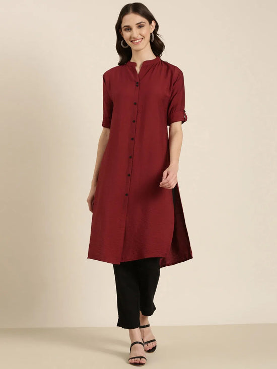 Women Maroon Solid Straight Kurta-SNG-2321-Maroon