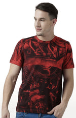 Huetrap Red Mens Short Sleeve Graphic Printed Tshirt-HT17MKGRARED01067