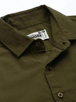 Dillinger Men's Olive Solid Shirt-DLMSRT001OGRN-S