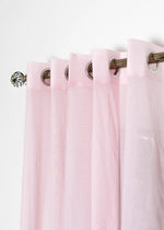 Solid Powder pink 100% cotton plain curtain for Living room & bedroom - Light filtering - Pack of 1-20044666009