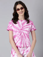 Women Pink Tie Dye Tracksuit-AF-1829-Pink