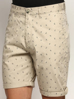 Men Beige Printed Shorts-ORBIT-12-Beige