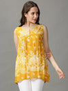 Women's Yellow Printed Top-ON-602-Mustard