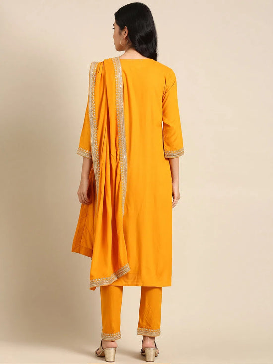 Women's Yellow Solid Kurta Set-RF-1870-Yellow