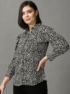 Women's Black Printed Shirt-AE-10363-Black