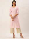 Women's Pink Solid Straight Kurta-DF-1197-Pink